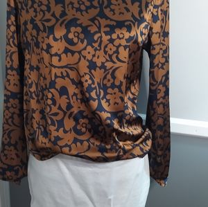 WHBM copper and navy blouse M